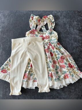 NWOT Indie Blue Bree Crossback Dress With Leggings Size 3T